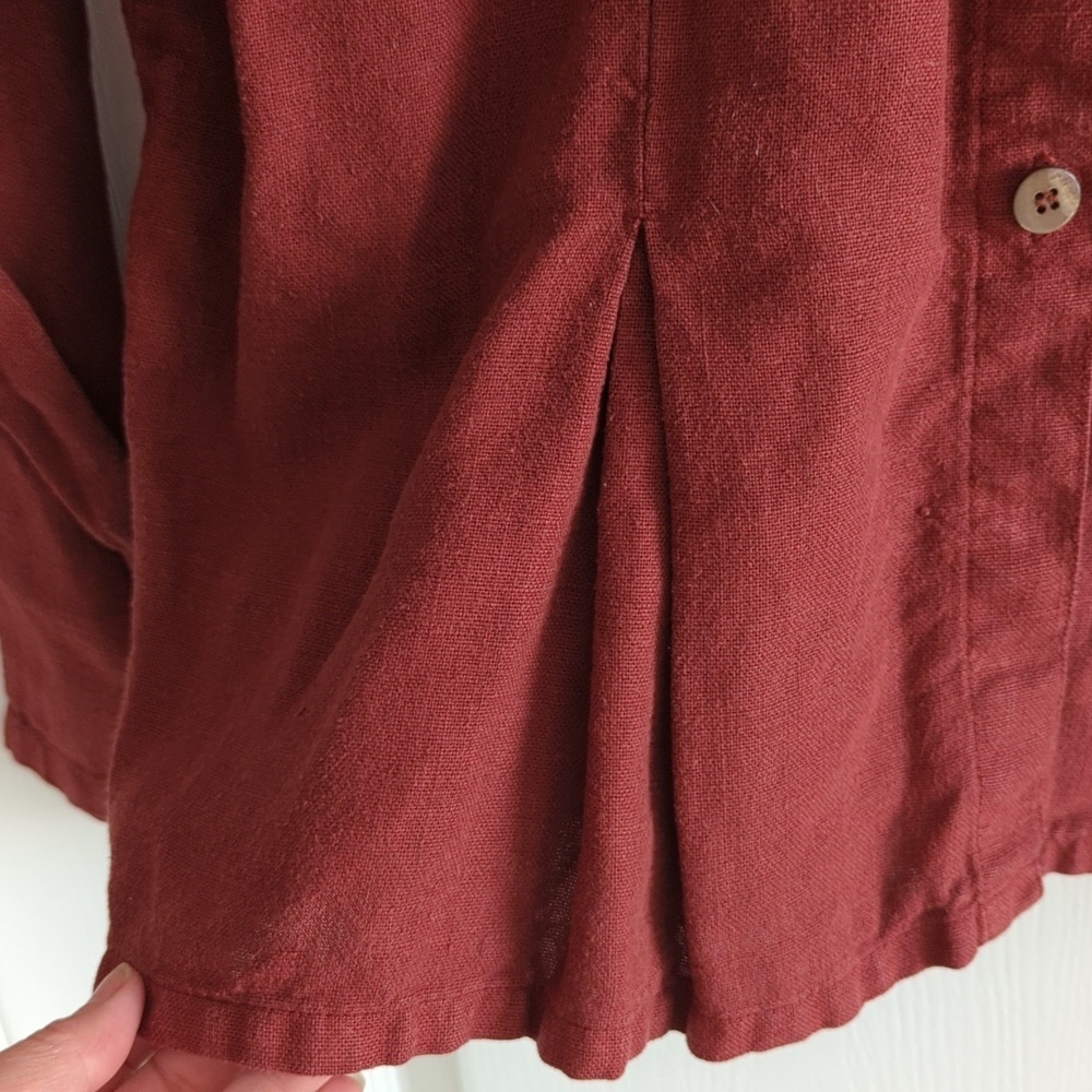 Vintage Hemp Blouse In Rust - Picture 2 of 9
